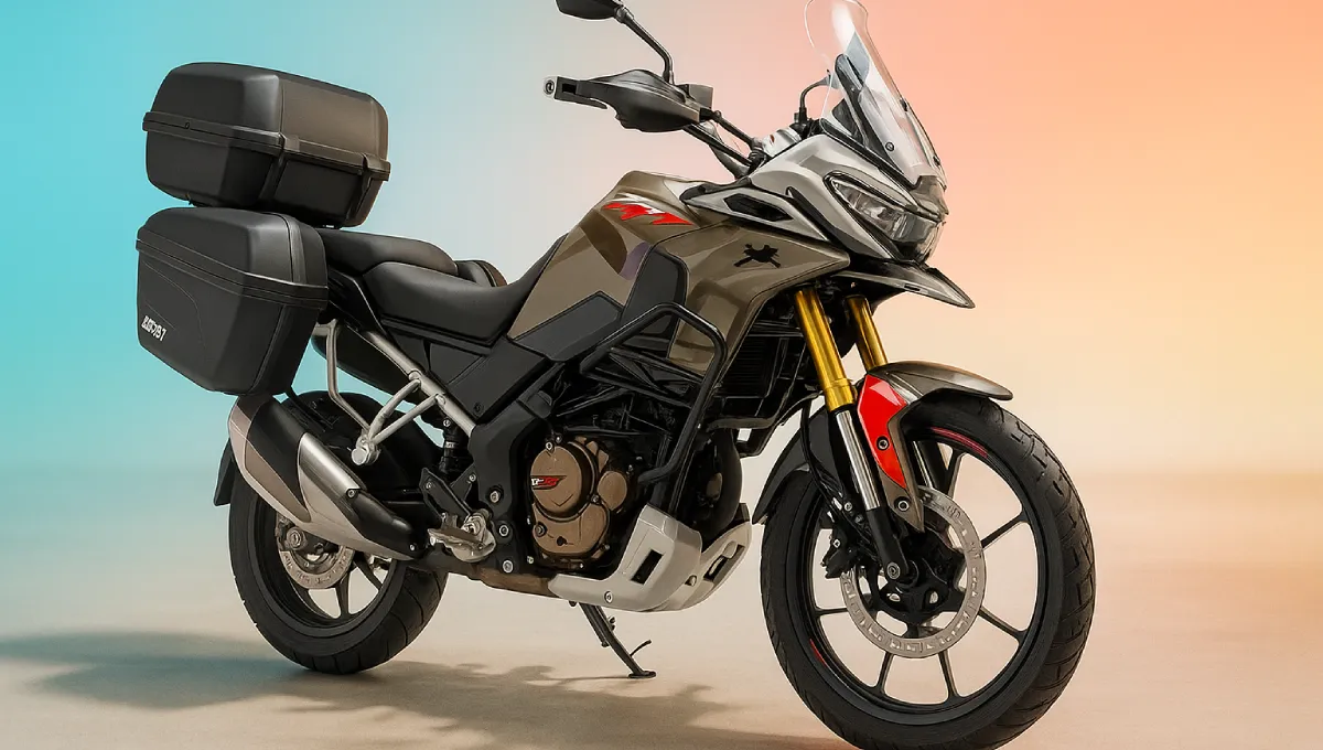 The new TVS Apache RTX 300 adventure bike concept, ready for launch.